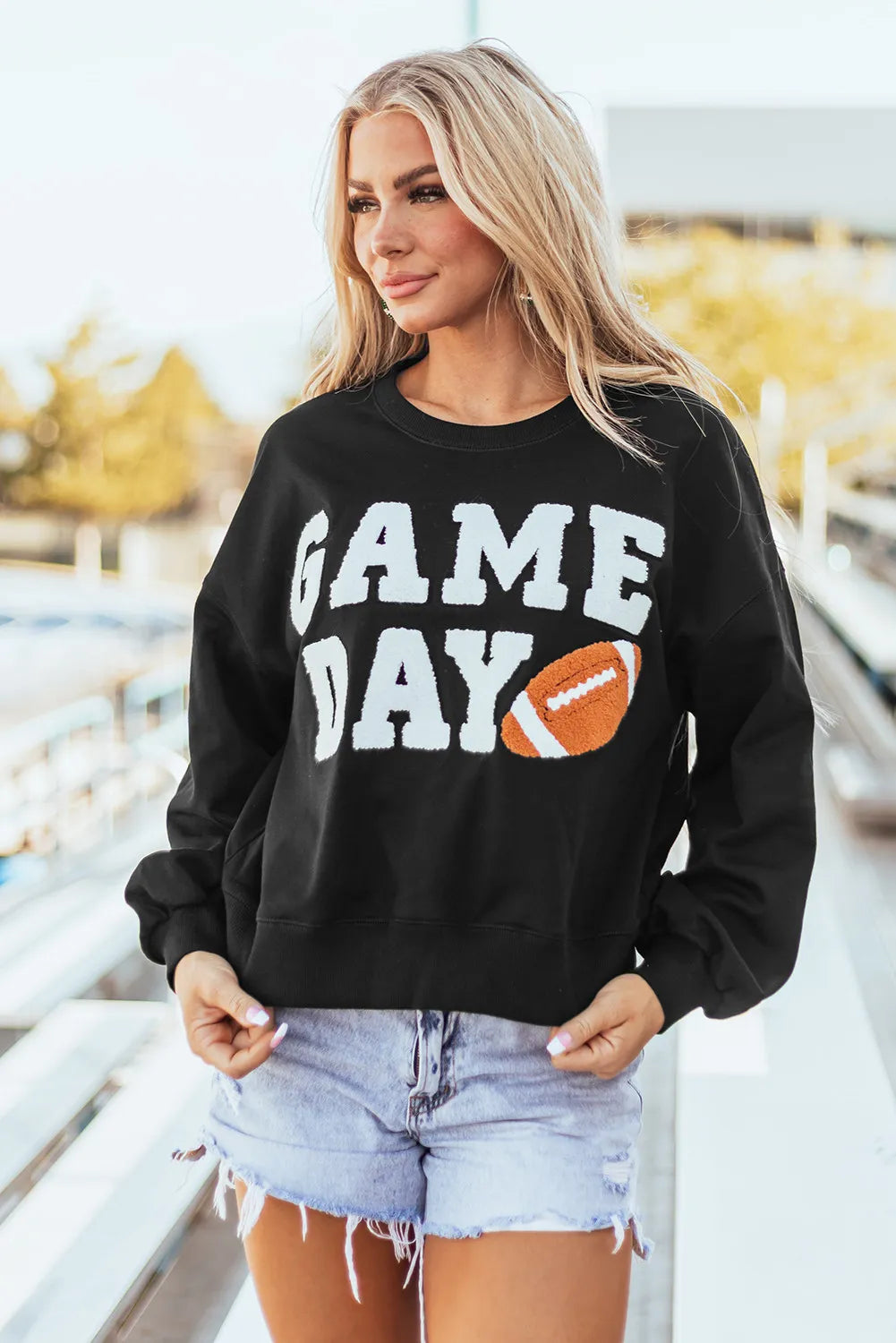 Game Day Chenille Patch Sweatshirt - 2 Color Opions