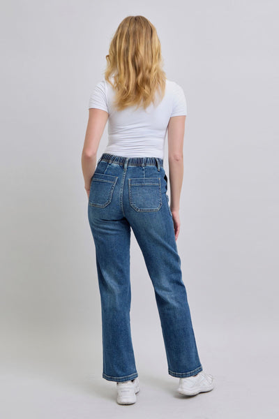 Judy Blue Melanie High Rise Drawstring Wide Leg Jeans