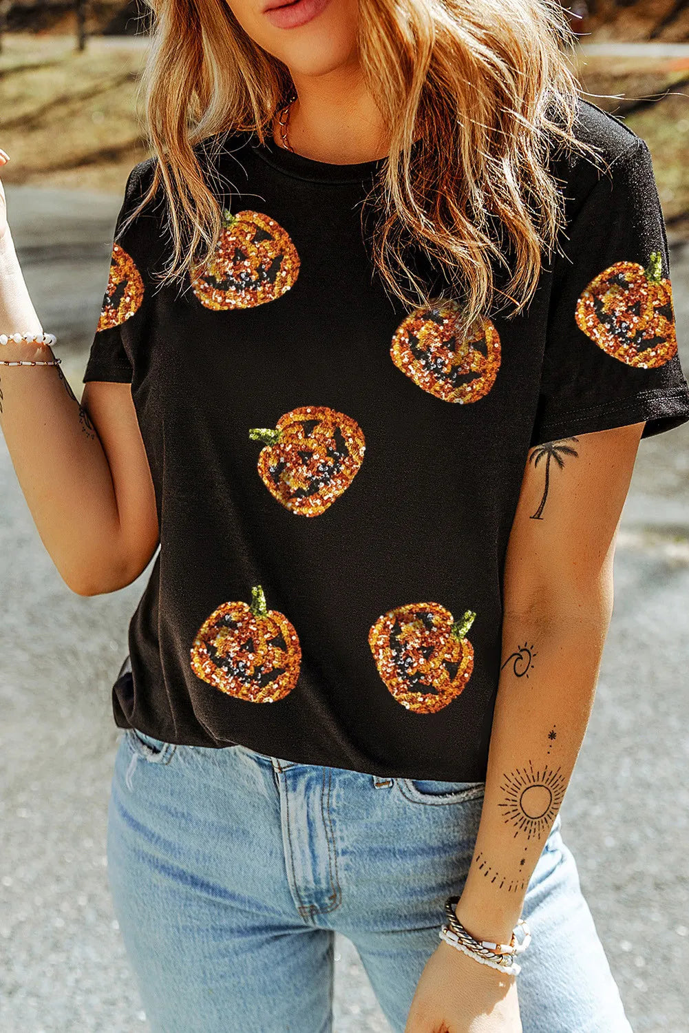 Sequin Pumpkin Graphic Tee