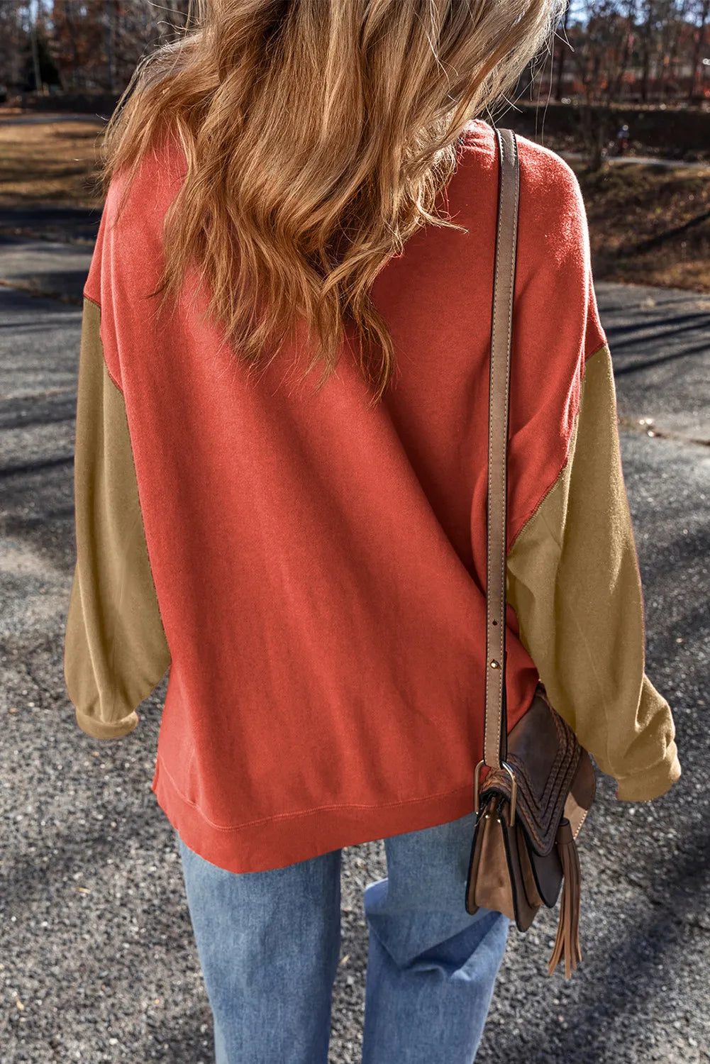 Contrast Sleeve Long Length Sweatshirt