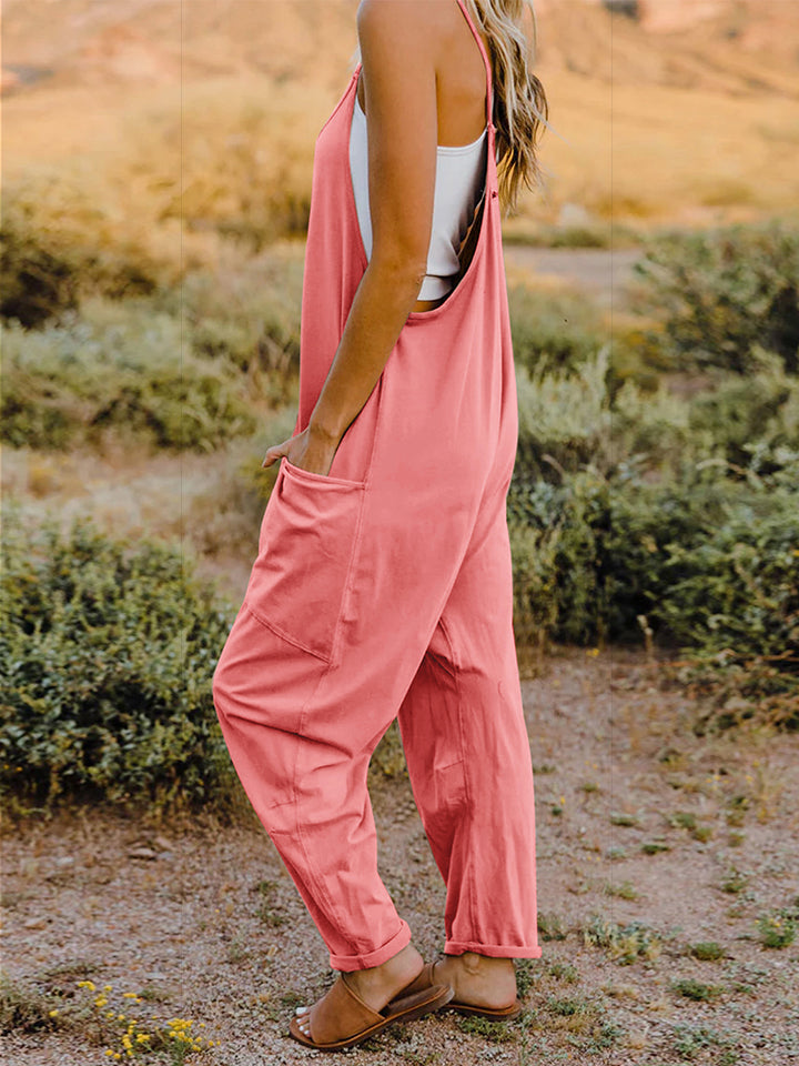 Boho Relaxed Tank Patch Pocket Jumpsuit - 2 Color Options