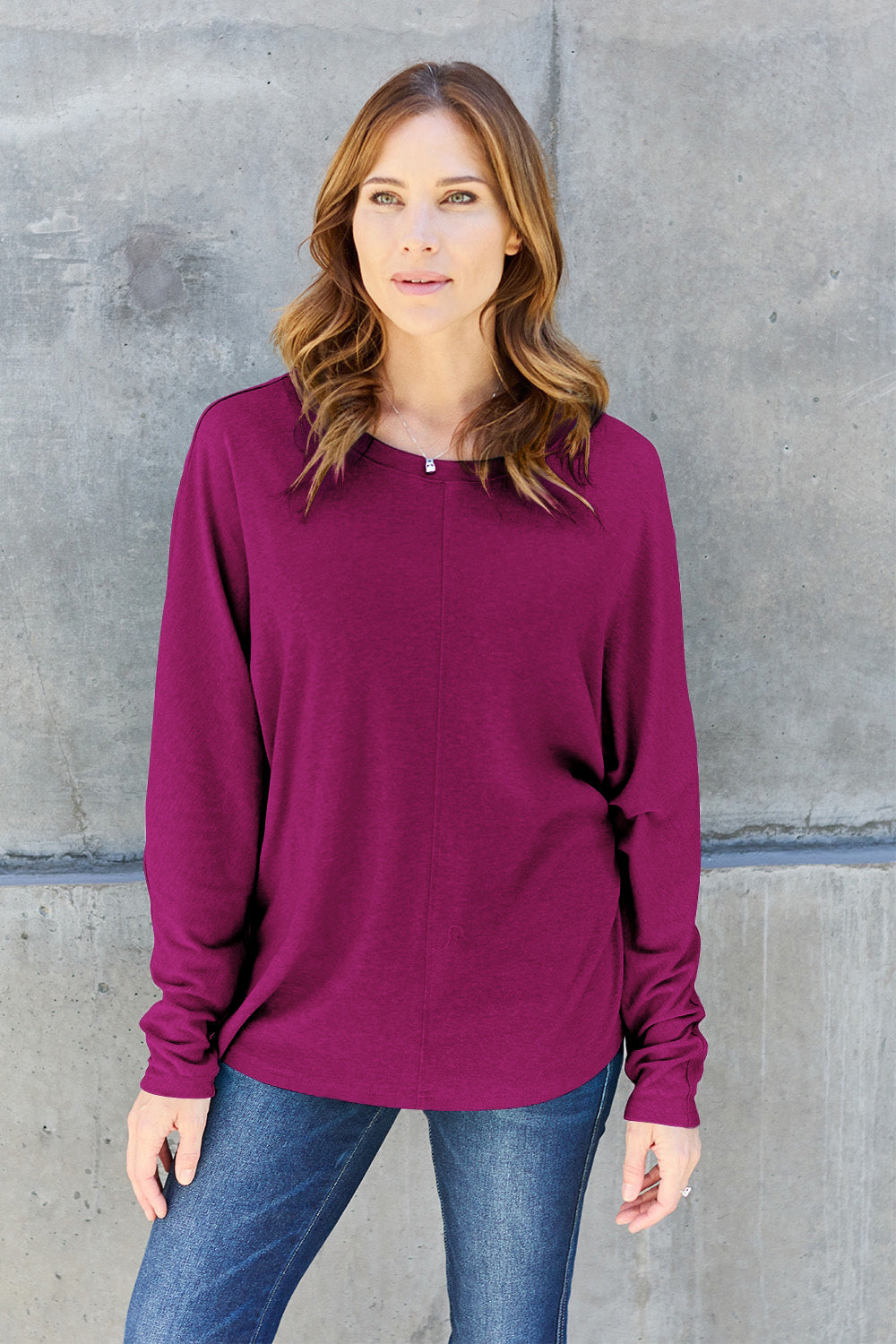 Seam Detail Relaxed Long Sleeve Top - 8 Color Options