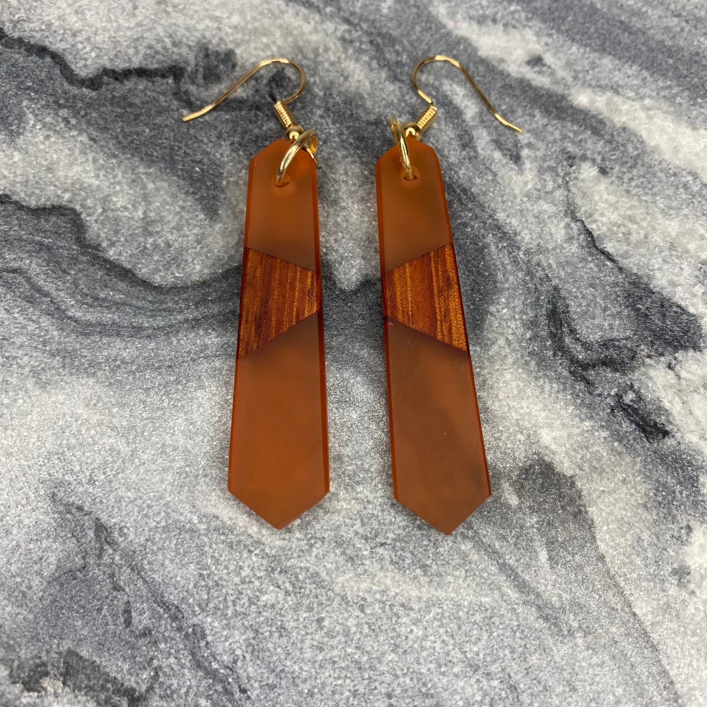 Dangle Earring - Wood & Sea Glass