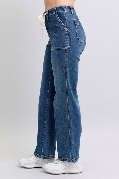 Judy Blue Melanie High Rise Drawstring Wide Leg Jeans