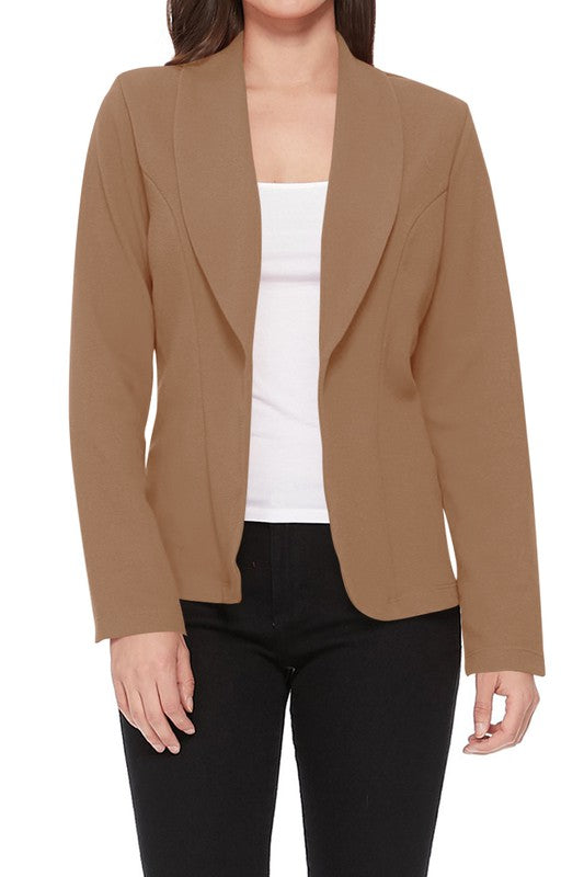 Mid Length Open front Long Sleeve Blazer - 16 Color Options