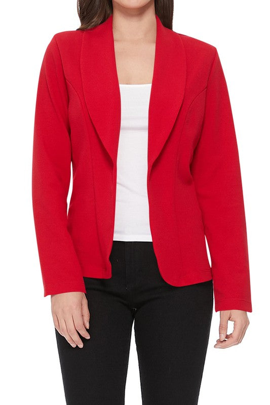 Mid Length Open front Long Sleeve Blazer - 16 Color Options