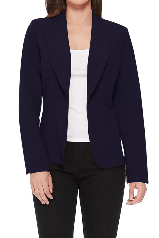 Mid Length Open front Long Sleeve Blazer - 16 Color Options