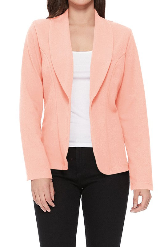 Mid Length Open front Long Sleeve Blazer - 16 Color Options