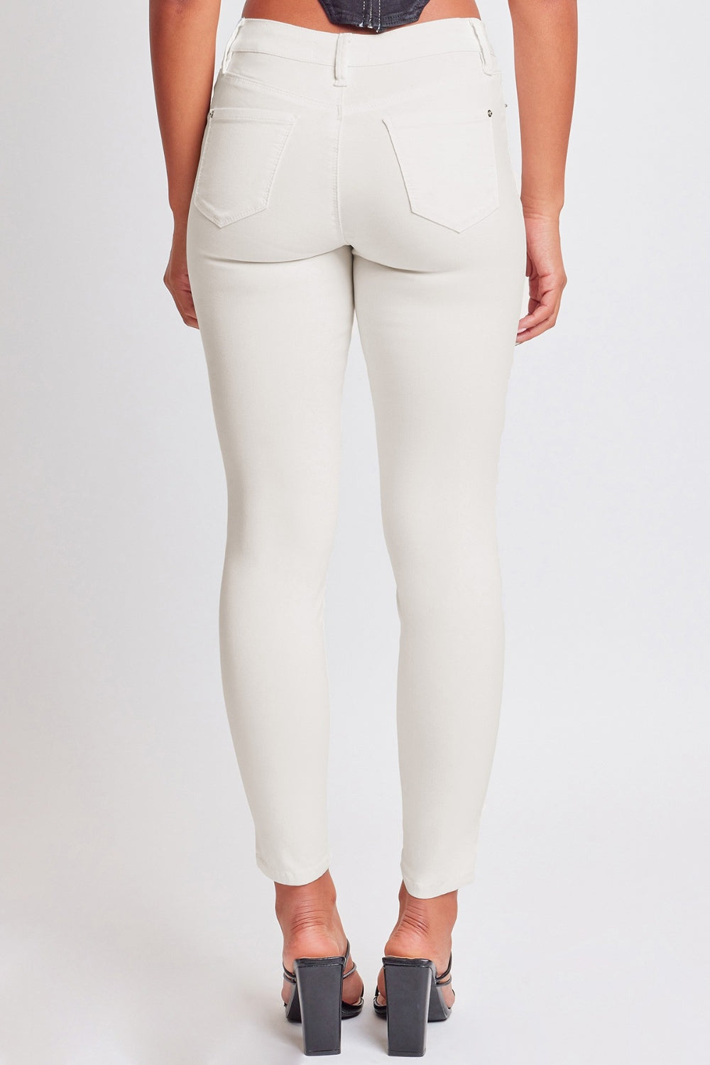 YMI Jeanswear Hyperstretch Mid-Rise Skinny Jeans in White