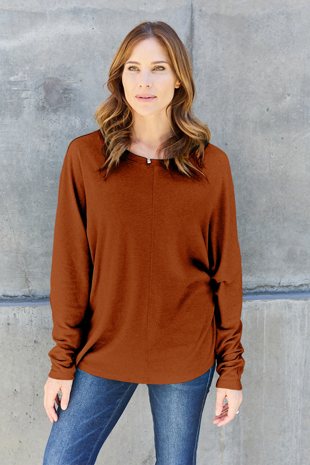 Seam Detail Relaxed Long Sleeve Top - 8 Color Options