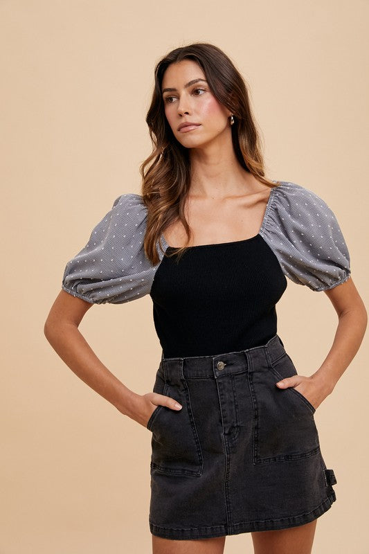 Cargo Denim Mini Skirt in Black