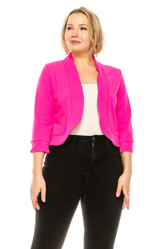 Cropped Bolero 3/4 Sleeve Solid Blazer - 8 Color Options