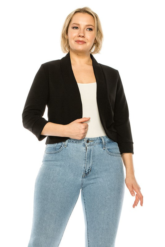 Cropped Bolero 3/4 Sleeve Solid Blazer - 8 Color Options