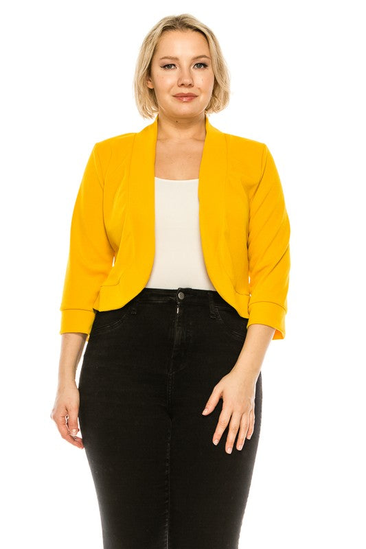 Cropped Bolero 3/4 Sleeve Solid Blazer - 8 Color Options