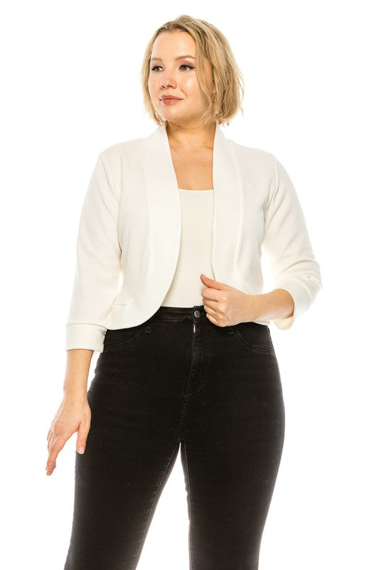 Cropped Bolero 3/4 Sleeve Solid Blazer - 8 Color Options