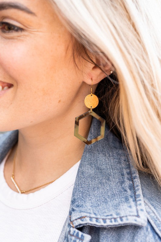 Lennox Earrings - Olive Tortoise