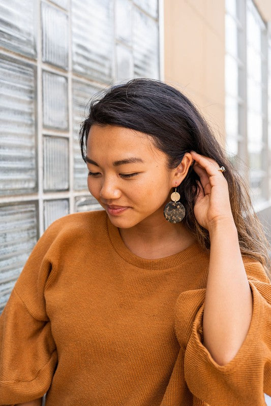 Zoey Earrings - Black & Bronze