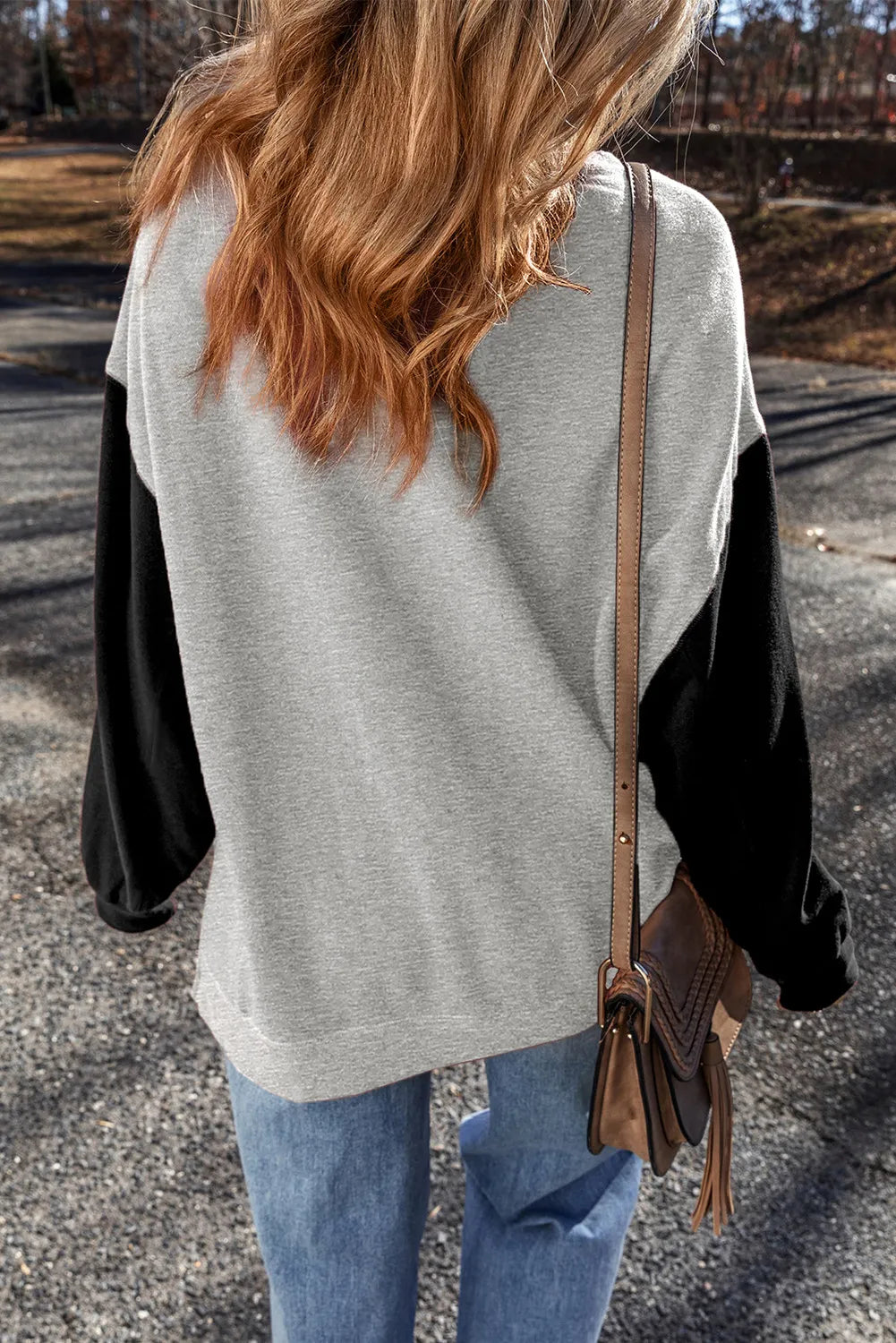 Contrast Sleeve Long Length Sweatshirt