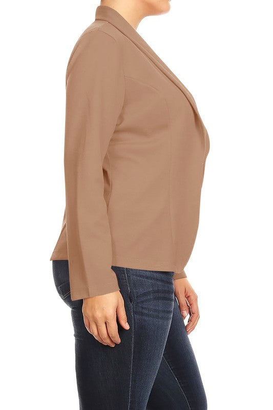 Mid Length Open front Long Sleeve Blazer - 16 Color Options