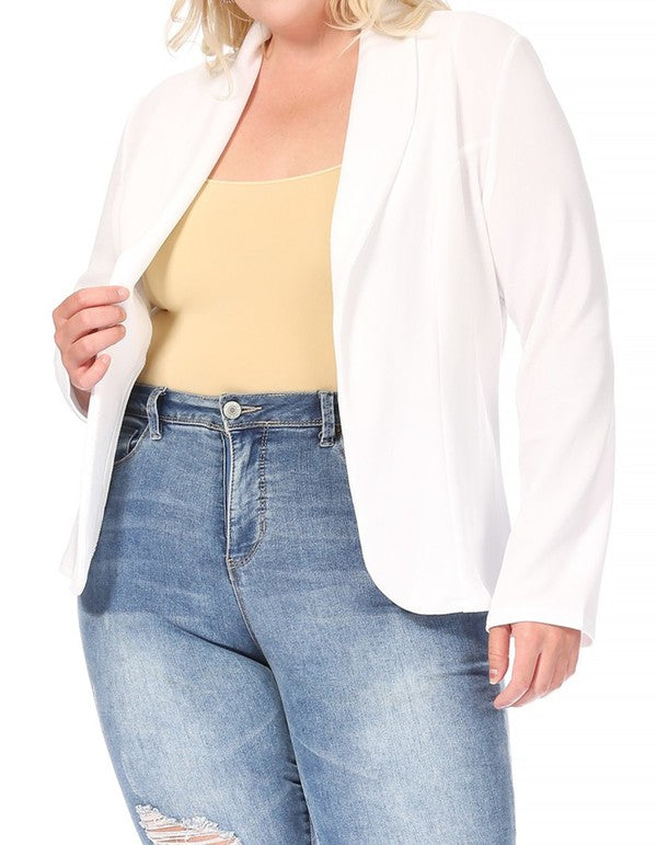 Mid Length Open front Long Sleeve Blazer - 16 Color Options