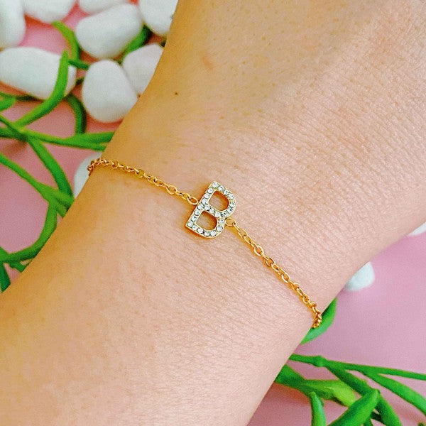 Dainty Sparkle Initial Bracelet