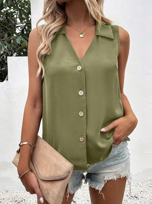 Johnny Collar Button Up Tank - 5 Color Options