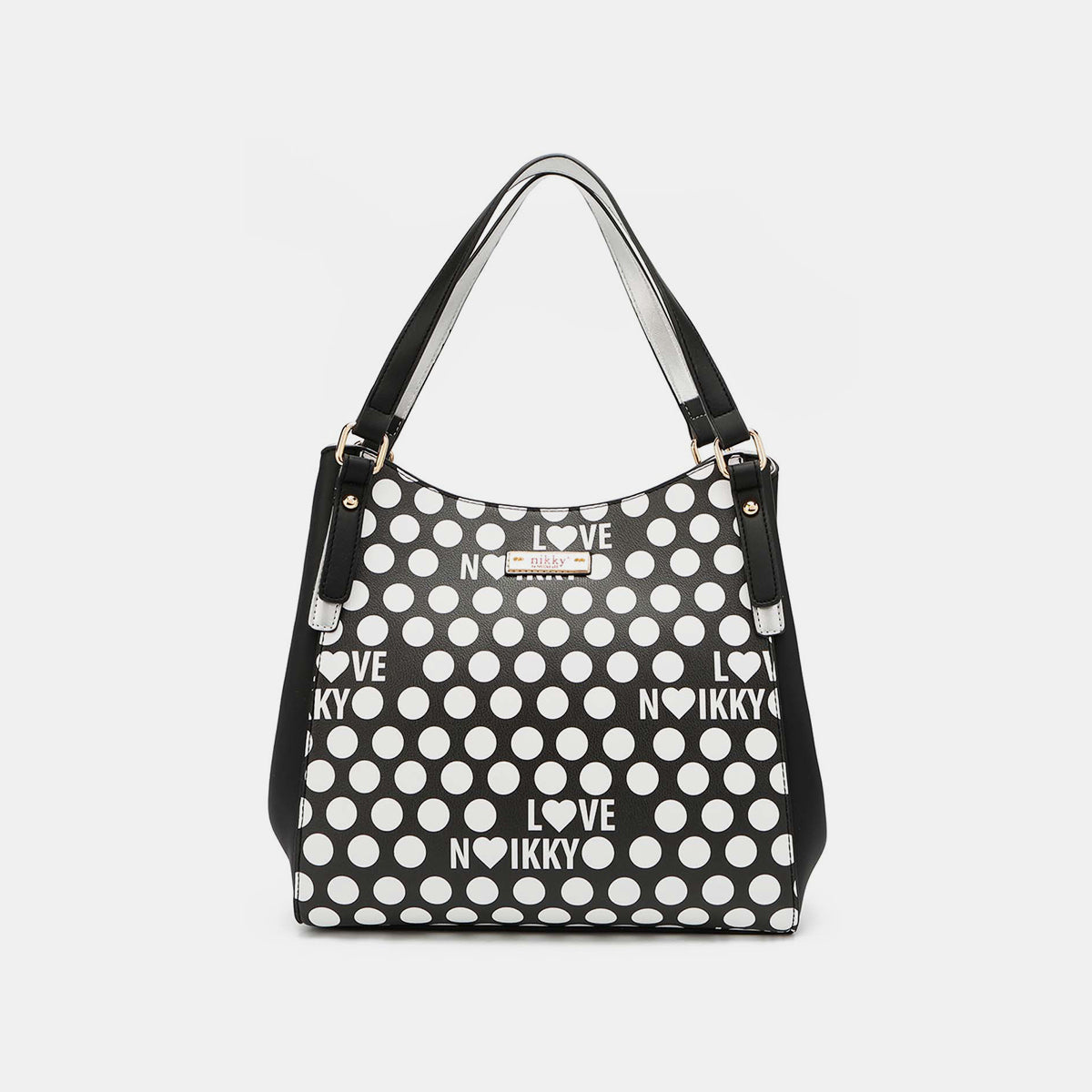 Nicole Lee Contrast Polka Dot Handbag Purse- 3 Color Options