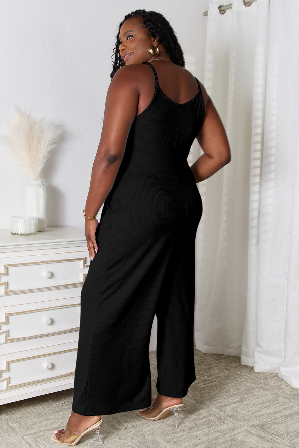 Spaghetti Strap Textured Jumpsuit - 3 Color Options