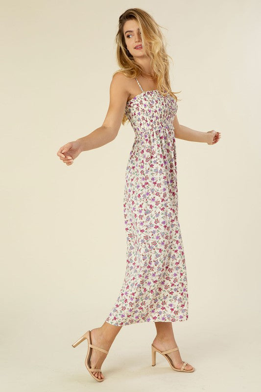 Smocked Ditsy Floral Maxi Dress