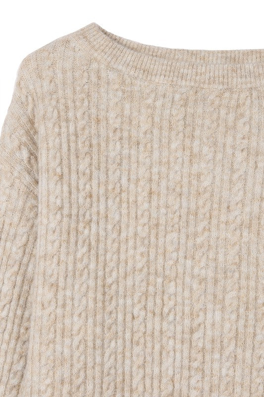 Perfectly Neutral Marled Cable Sweater