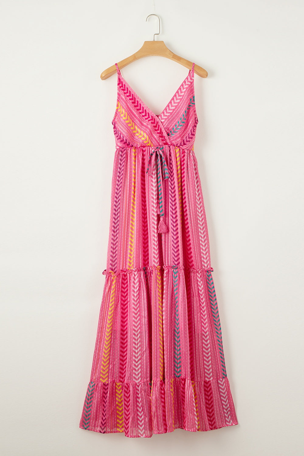 Chevron Stripes Pink Maxi Cami Dress