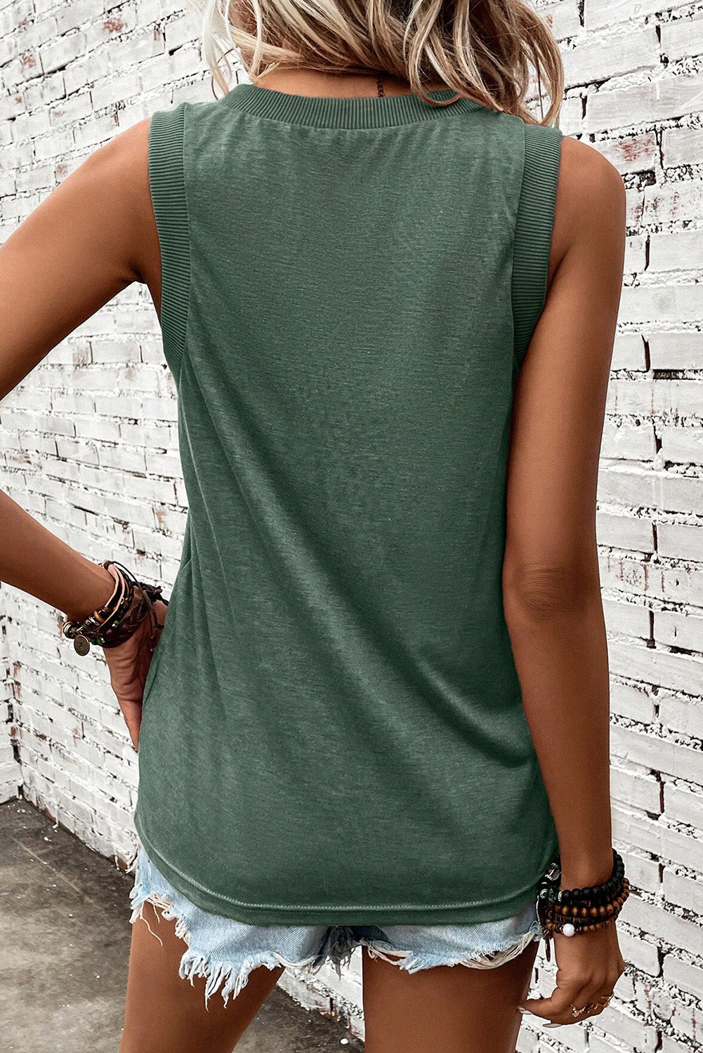 Ribbed Contrast Wide Strap Tank - 4 Color Options