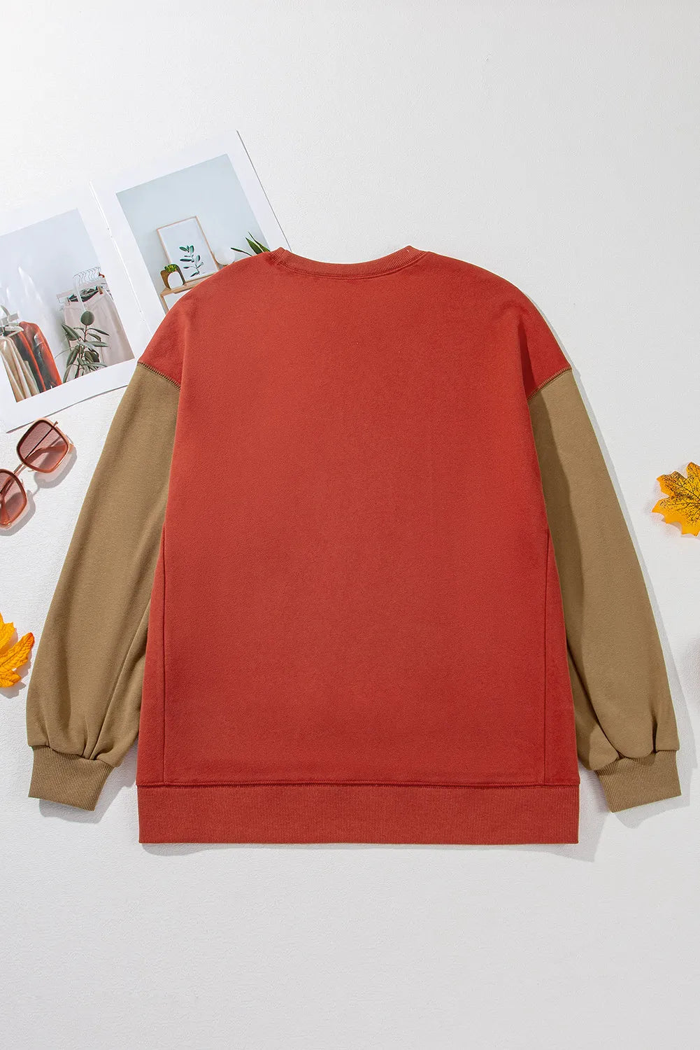 Contrast Sleeve Long Length Sweatshirt