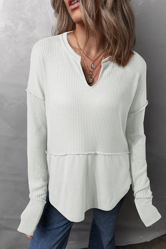 Waffle-Knit Exposed Seam Top - 3 Color Options