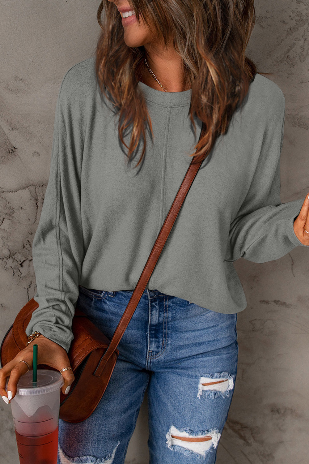 Seam Detail Relaxed Long Sleeve Top - 8 Color Options