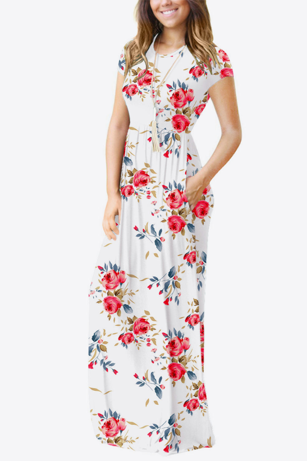 Short Sleeve Maxi Dress with Pockets - 5 Print Options