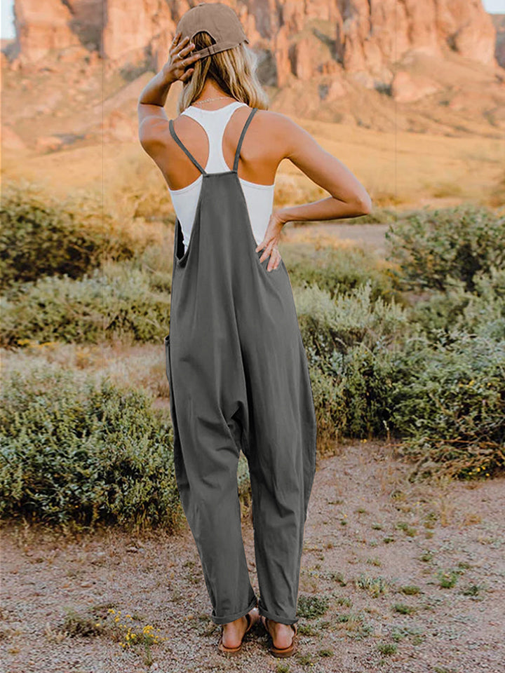 Boho Relaxed Tank Patch Pocket Jumpsuit - 4 Color Options