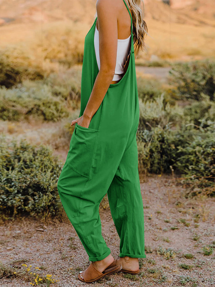 Boho Relaxed Tank Patch Pocket Jumpsuit - 4 Color Options