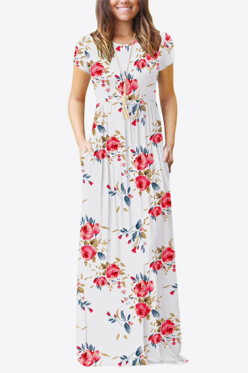 Short Sleeve Maxi Dress with Pockets - 5 Print Options