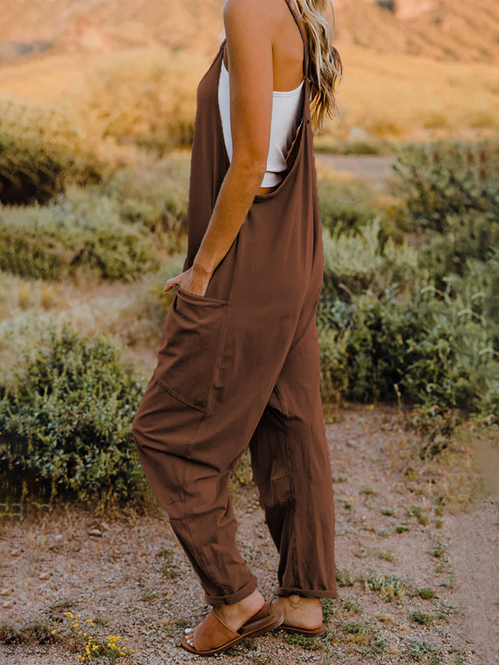 Boho Relaxed Tank Patch Pocket Jumpsuit - 2 Color Options