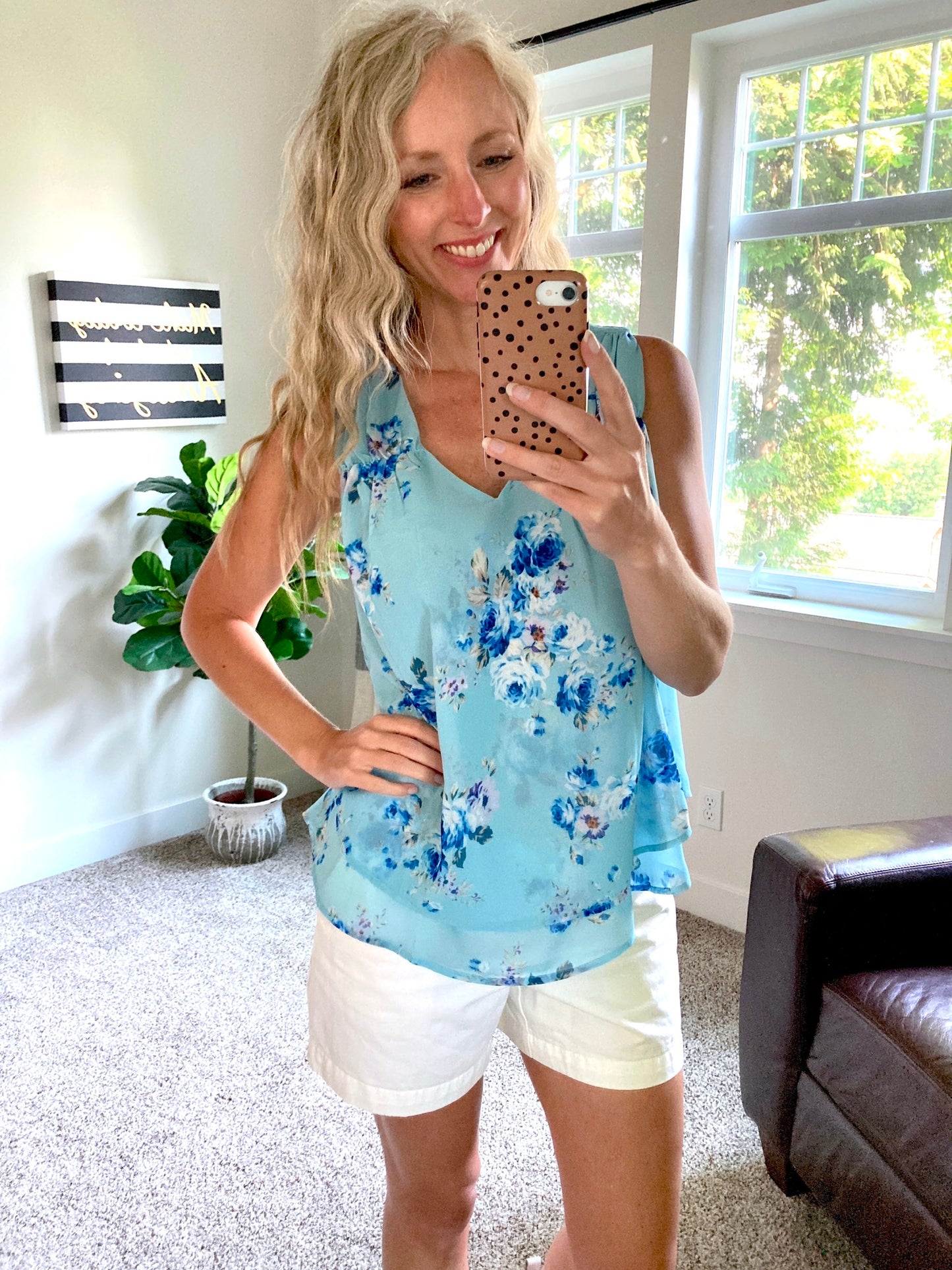 Off To Brunch Chiffon Floral Tank Top