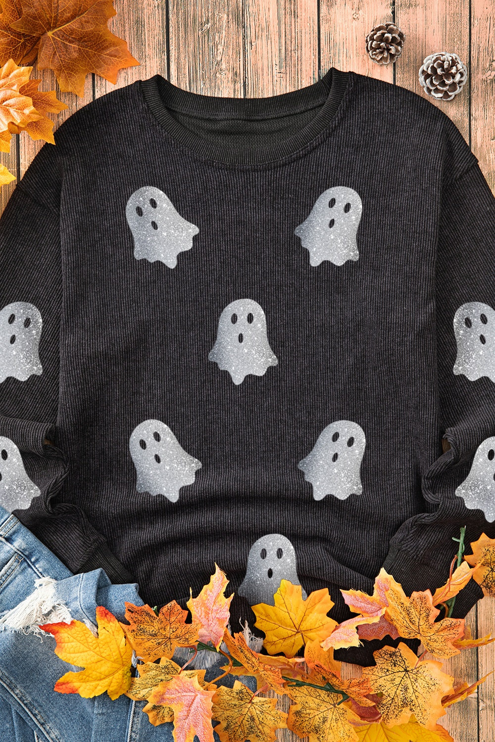 Glitter Ghost Corded Sweatshirt - 3 Color Options