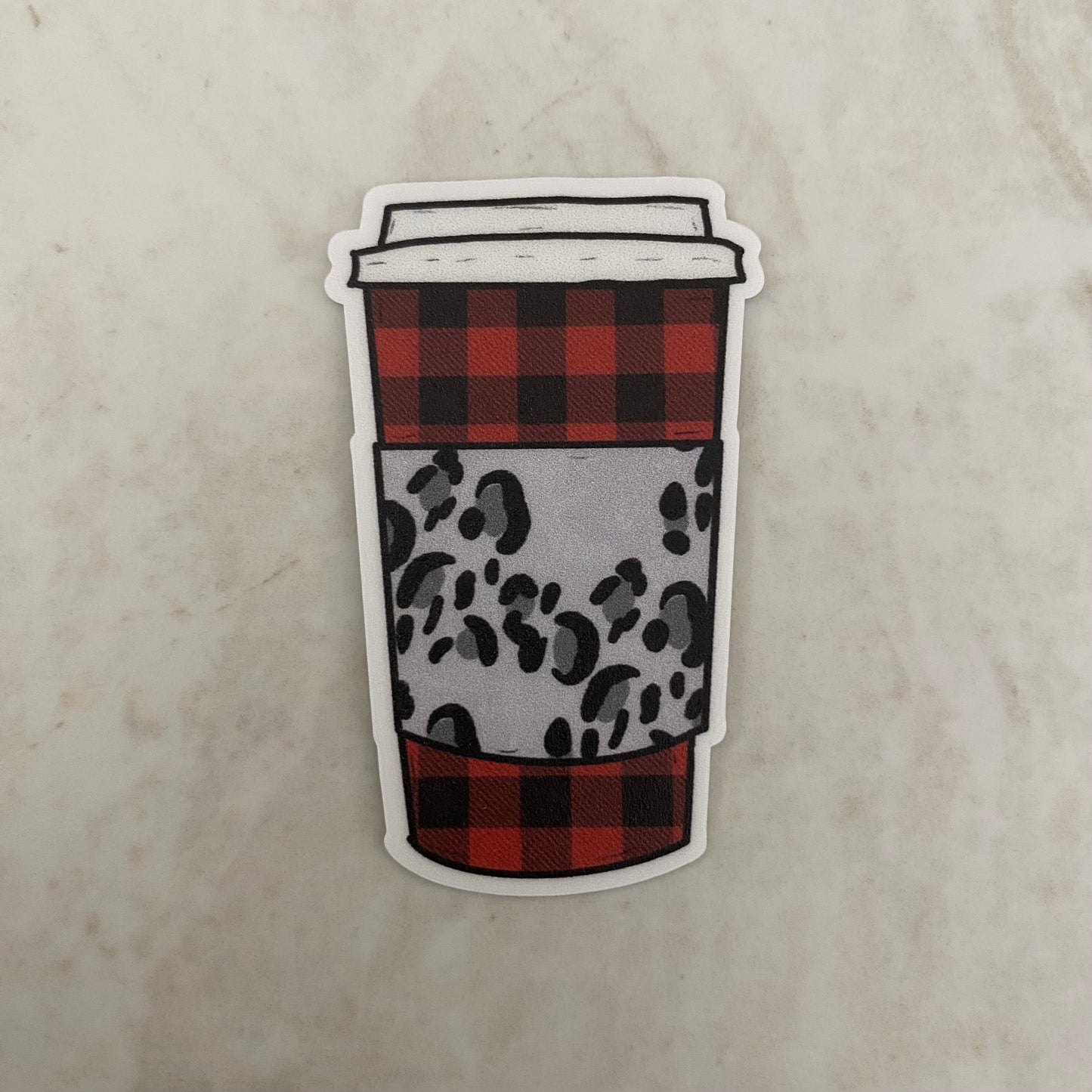 Vinyl Sticker - Coffee - Plaid & Animal Print Coffee Cup