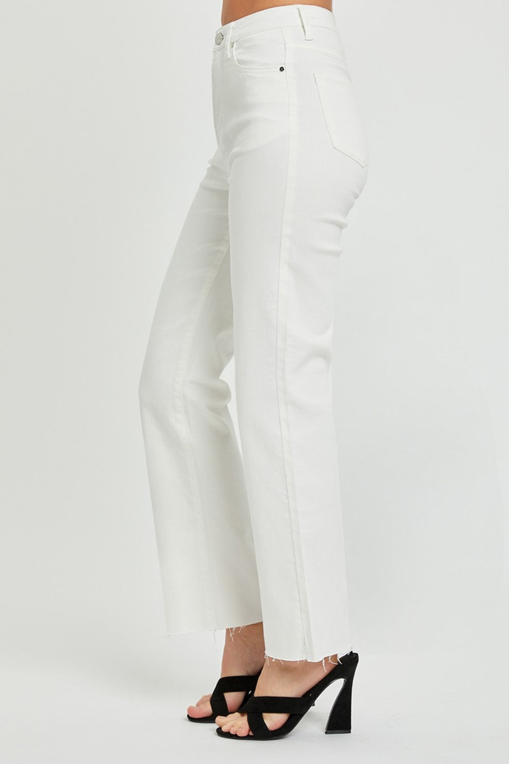 RISEN High Rise Tummy Control Straight Jeans in White