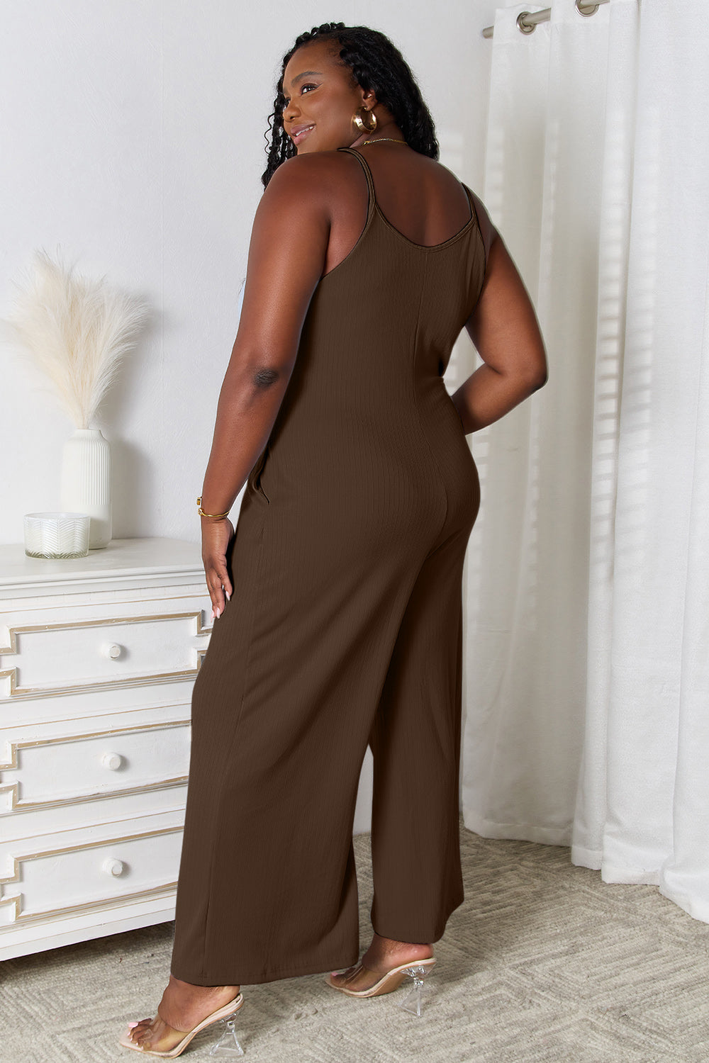 Spaghetti Strap Textured Jumpsuit - 3 Color Options