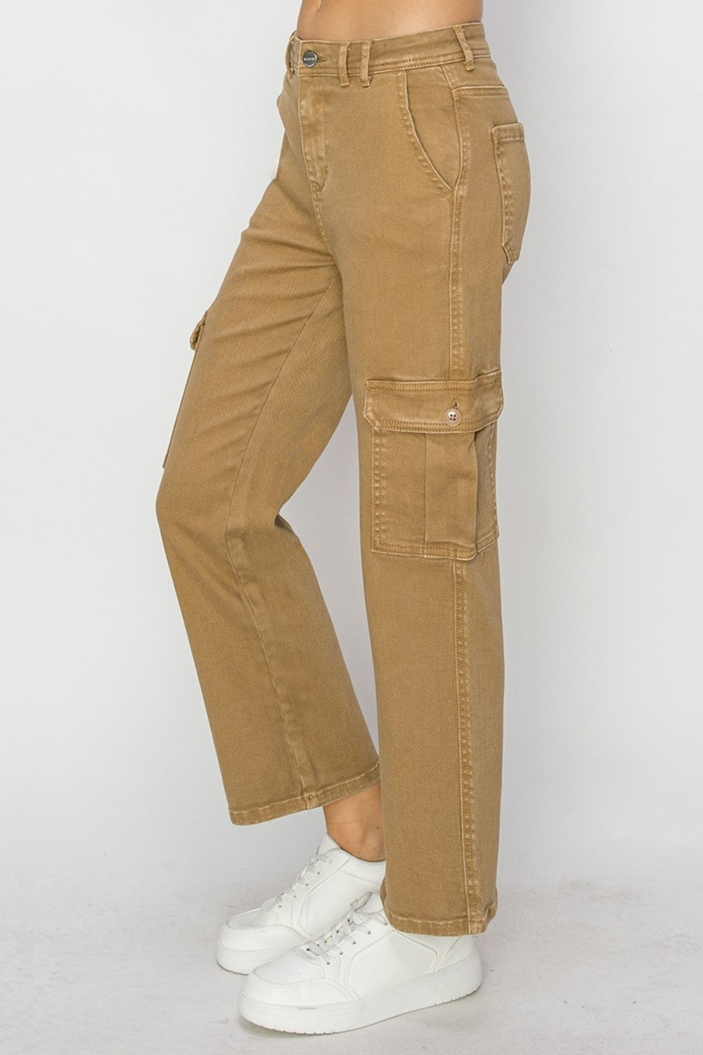 Risen High Rise Cargo Jeans in Mocha