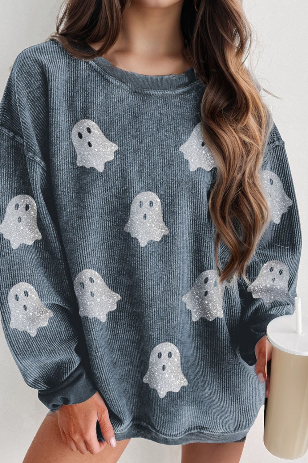 Glitter Ghost Corded Sweatshirt - 3 Color Options