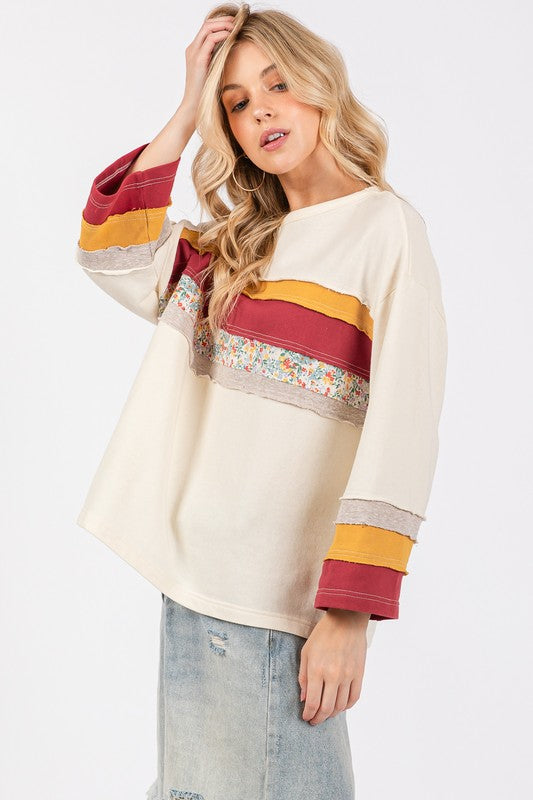 French Terry Color Block Oversized Tee