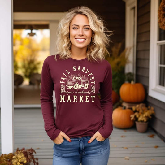 Fall Harvest Market Long Sleeve Graphic Tee