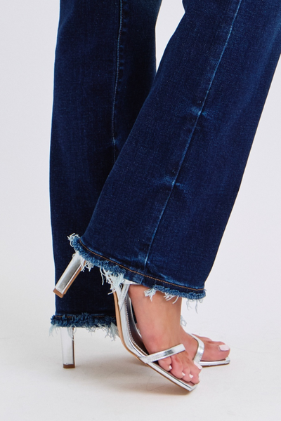 Judy Blue Frayed Hem Straight Leg Dark Wash Jeans